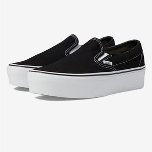 Black Platform Slip On Vans Size 6